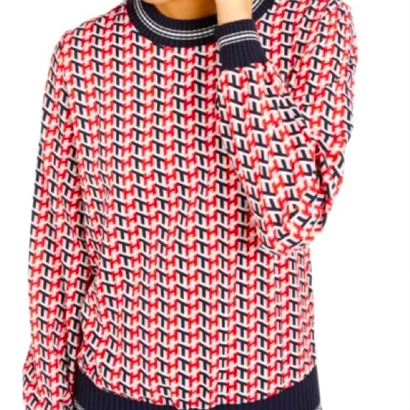 Tommy Hilfiger Long Sleeve Logo Print Crew Neck Sweater - Size Medium - Picture 2 of 8